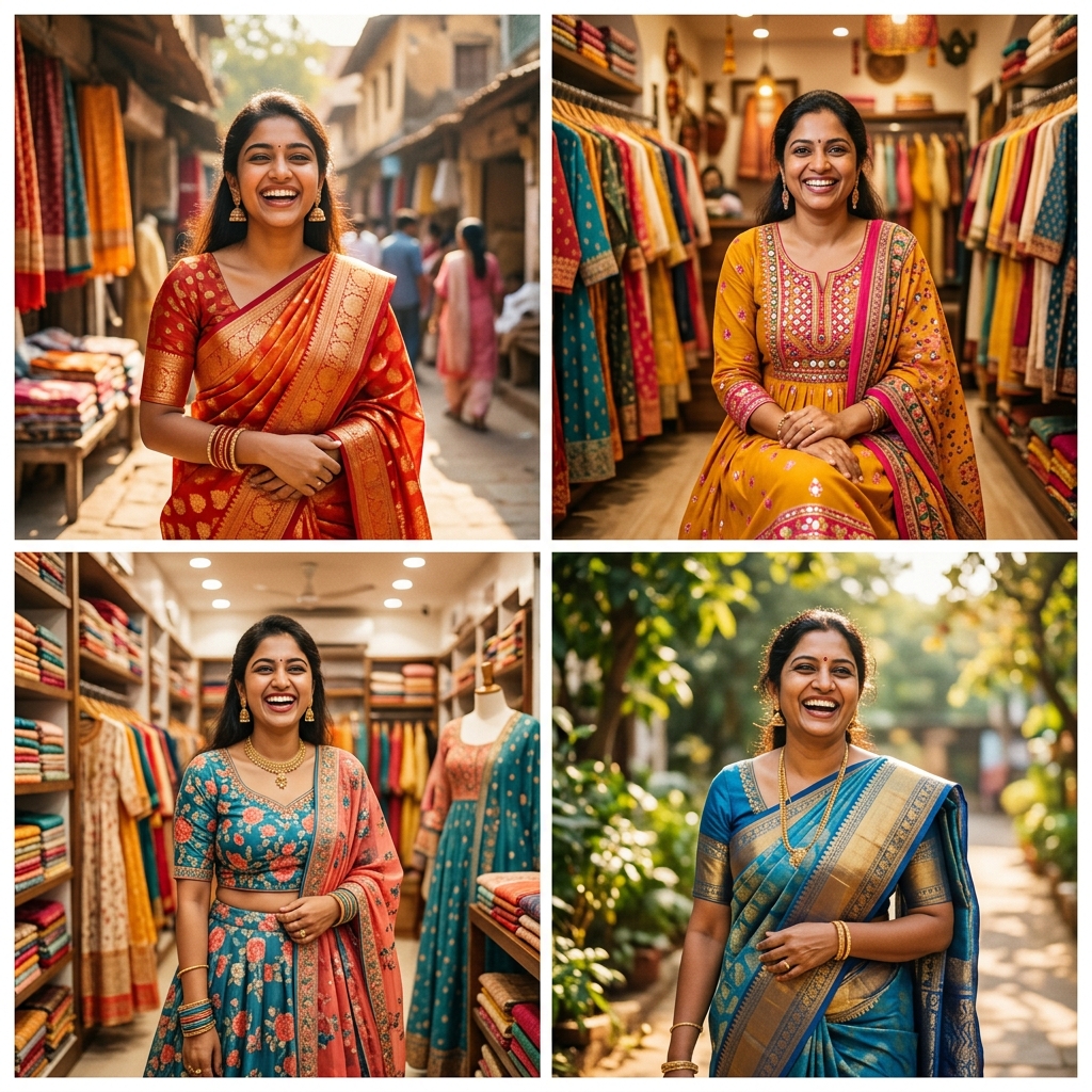 Happy customer in ethnic wear